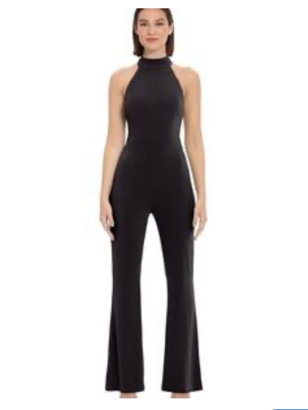 Donna Morgan Black Halter Flared-Leg Jumpsuit